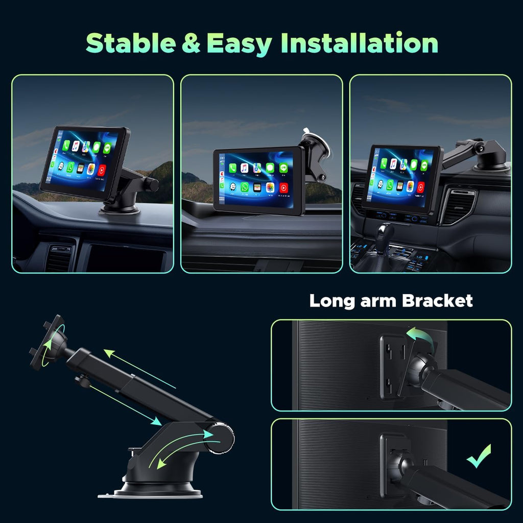 7” Portable Wireless Carplay Screen