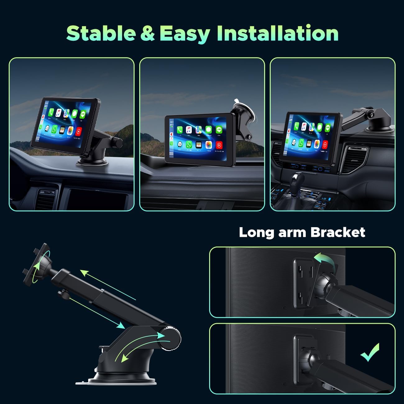 7” Portable Wireless Carplay Screen