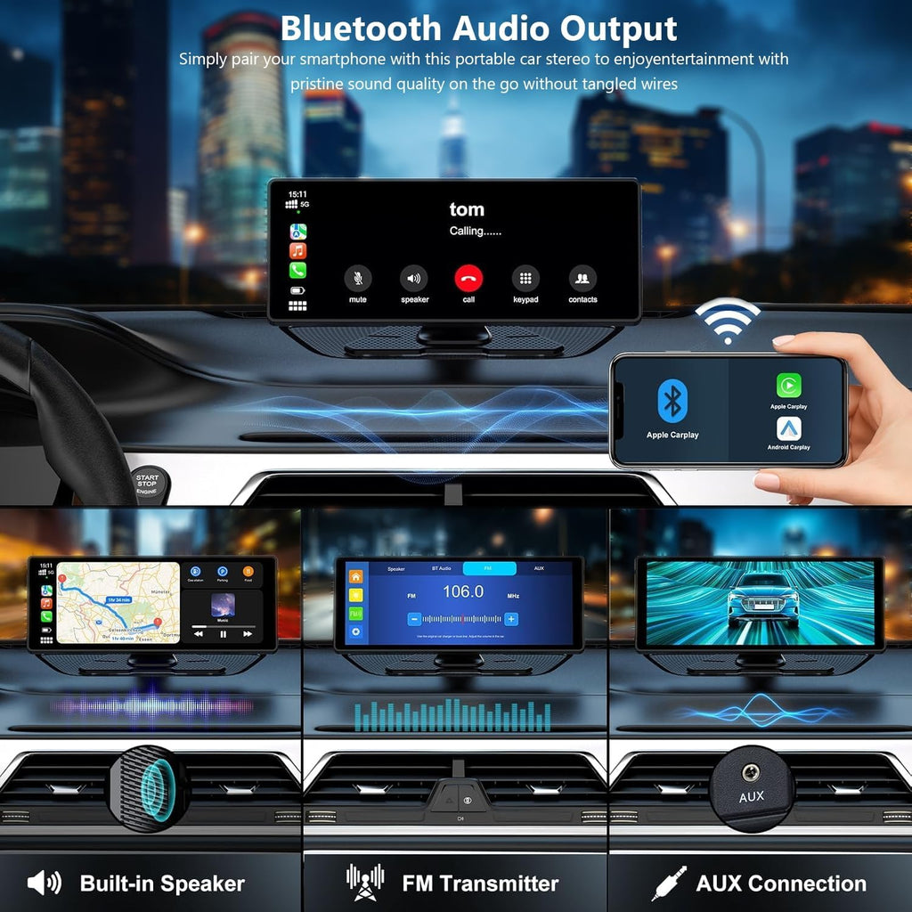 10.26″ Portable Wireless Carplay Car Monitor