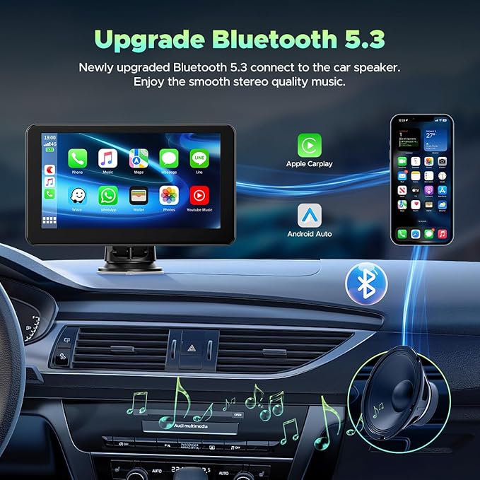 7” Portable Wireless Carplay Screen