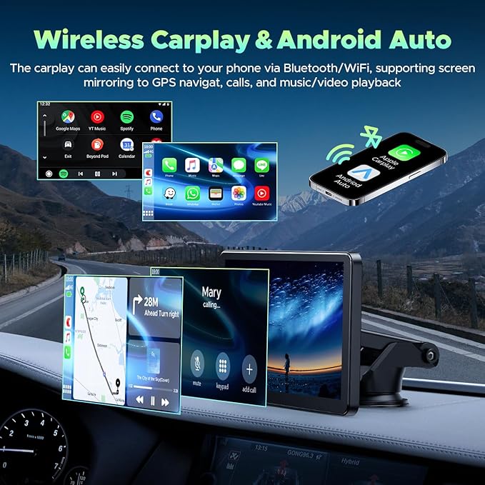 7” Portable Wireless Carplay Screen