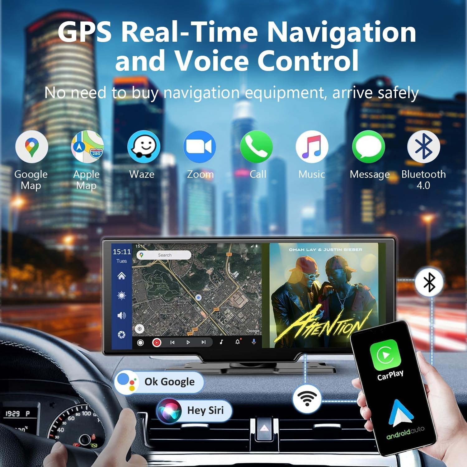 10.26″ Portable Wireless Carplay Car Monitor