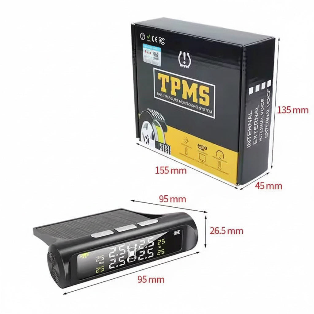 4 Sensor Tires Tire TPMS S2 Solar Power Pressure Monitoring System Universal Wireless with 4 External Sensors Monitor 4 Tires