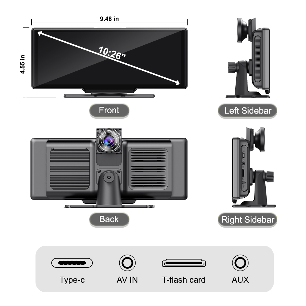 10.26" Portable Wireless CarPlay Car Monitor photo 9