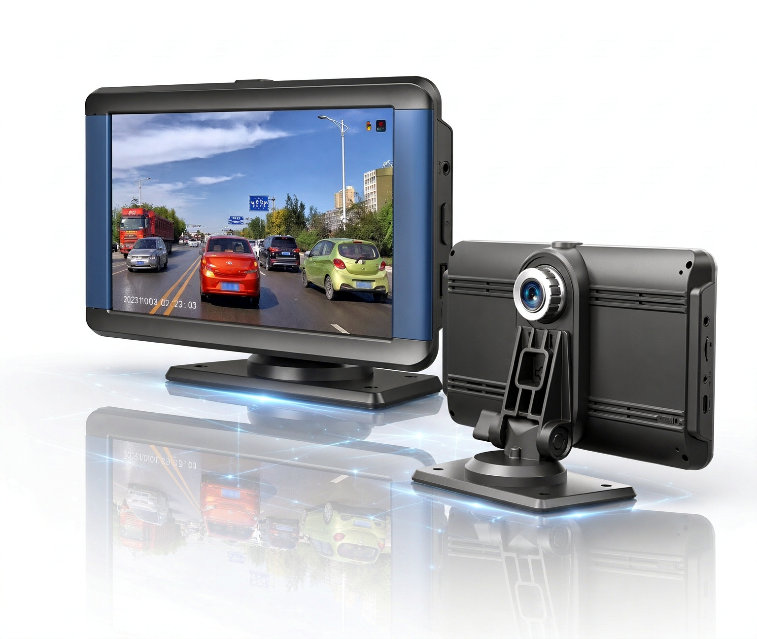 7" Portable Wireless CarPlay Screen with Built-In Dash Cam