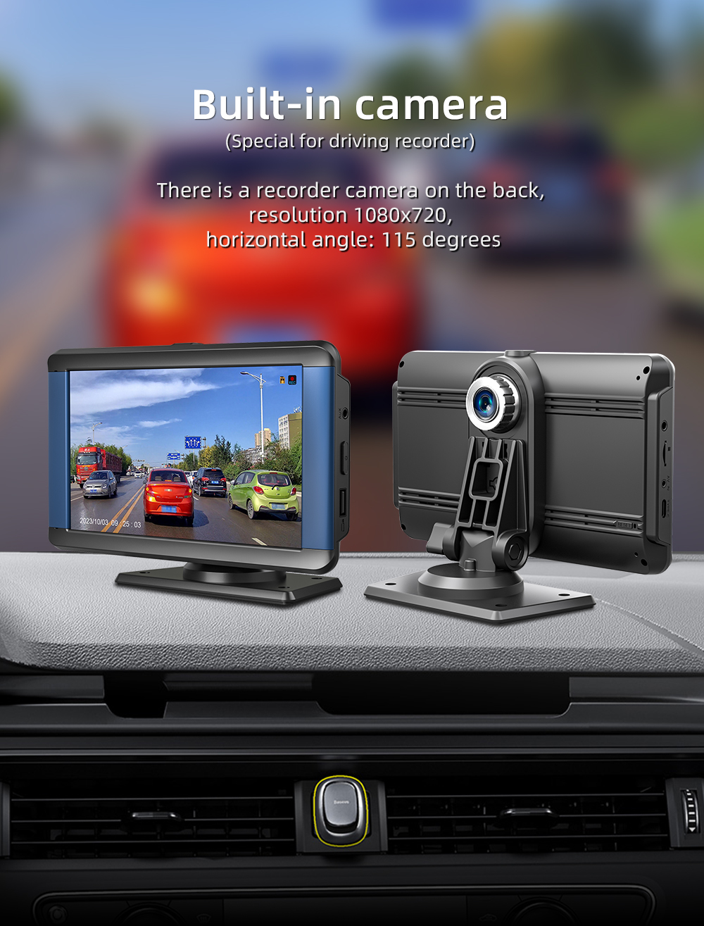 7" Portable Wireless CarPlay Screen with Built-In Dash Cam photo 7