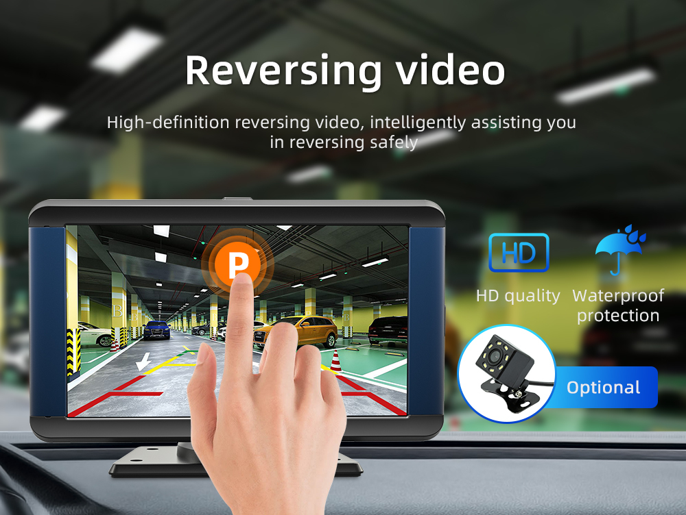 7" Portable Wireless CarPlay Screen with Built-In Dash Cam photo 3